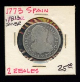 Spain 1773 Two Reales 83% Silver coin, ASW .1813