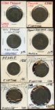 Lot of 8 France 1 & 5 Centimes coins 1780-1888