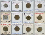 Lot of 12 Great Britain 3 Pence coins, 1935-1944