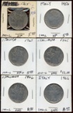 Lot of 6 Italy 100 Lire Coin, 1956-1966