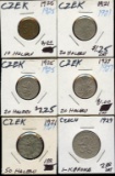 Lot of 6 Czechoslavakia Haleru & Korun Coins