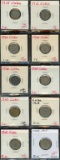 Lot of 10 Cuba 1 & 2 Centavos Coins, 1915-1943