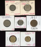 Lot of 7 Chile Centavos Coins 1907-1985 (2 silver)