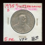 Switzerland 1935B Silver 5 Francs 83%, ASW .7234