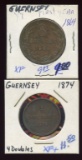 Guernsey 1864 & 1874 Bronze Doubles (4 & 8)