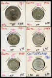 Lot of 6 Switzerland 1 & 5 Francs 1956-1968