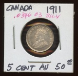 AU 1911 Canada .925 Silver 5 Cent ASW .0346