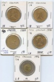 Lot of Canada $1 & $2 Coins 1987-1996, $6 face