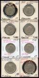 Lot of 8 Greece 5 & 10 Drachmai Coins, 1954-1959