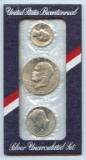 1976 US Mint Bicentennial Silver UNC 3 Coin Set