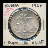 1924 Russia 1 Silver Rouble, BU, 90% silver