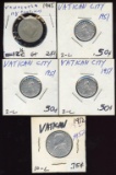 Lot of 5 Vatican City 2-10 Lira & 1 Venezuela coin