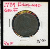 Great Britain 1739 Copper 1/2 Penny, Geo. 2nd