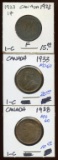 Lot of 3 Canada Bronze Cents, high grades