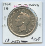 1949 Canada 80% Silver Dollar, MS63 ASW .600