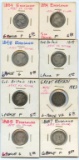 Lot of 8 Great Britain 92.5% Silver 6 Pence coins