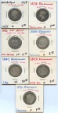 Lot of 7 Great Britain .925 Silver Shillings