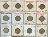 12 Great Britain Silver & Copper-Nickel Shillings