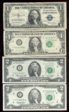 Lot of 4 US Currency Bills, 1935E Silver Cert,