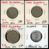 Lot of 4 Algeria 20-50 Francs, 5 Centimes 1949-73