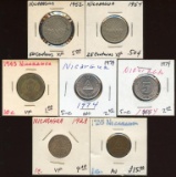 Lot of 7 Nicaragua 1-5-10-25-50 Centavos 1928-74