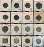 Lot of 16 Japan 1 Mon, 1-5-10-50 Sen Coins