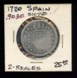 Spain 1720 Silver 2 Reales, 90%, ASW .1965