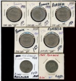 Lot of 7 Romania 100 & 2 Lei 1924-1944