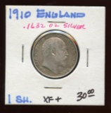 1910 Great Britain .925 Silver Shilling, ASW .1682