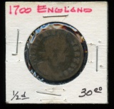 Great Britain 1700 Copper 1/2 Penny, William 3rd