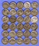 Lot of 30 Jefferson Silver War Nickels, 1943 & 44