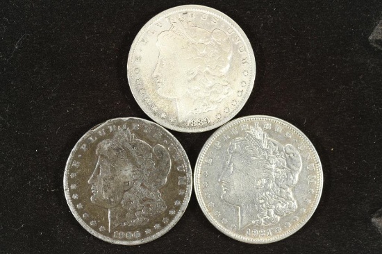 1889-O, 1900-O & 1921 MORGAN SILVER DOLLARS