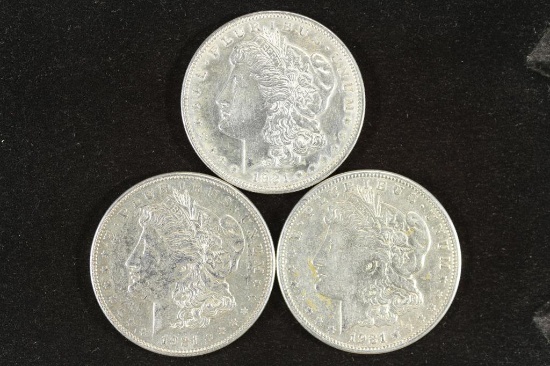 1921-P/D/S MORGAN SILVER DOLLARS AU/UNC