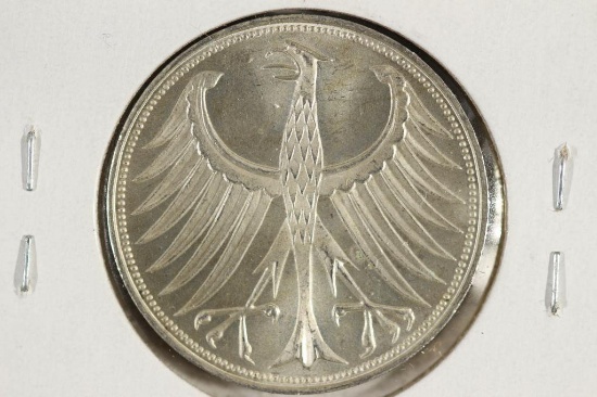 1951-D GERMAN SILVER 5 MARKS UNC