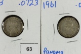 PANAMA 1953 SILVER & 1961 SILVER 1/10 BALBOAS