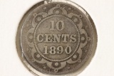 1890 NEWFOUNDLAND SILVER 10 CENTS