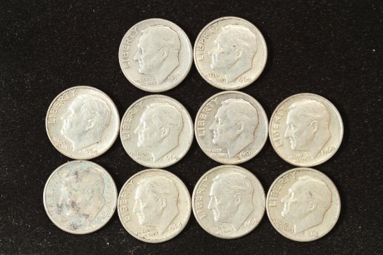 10 ASSORTED SILVER ROOSEVELT DIMES