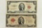 1928 & 1953 $2 US NOTES RED SEALS