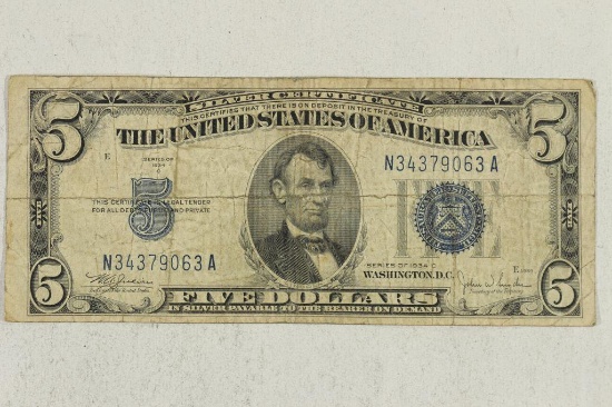 1934-C $5 SILVER CERTIFICATE BLUE SEAL