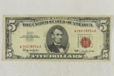 1963 $5 US NOTE RED SEAL