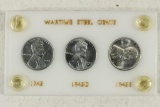 1943-P/D/S UNC WAR TIME LINCOLN STEEL CENTS