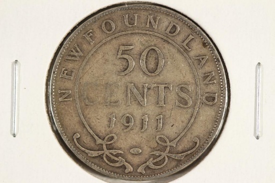 1911 NEWFOUNDLAND SILVER 50 CENTS