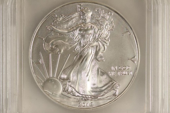 2012 AMERICAN SILVER EAGLE ICG MS70 1ST DAY ISSUE