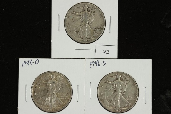 1943,44-D & 46-S WALKING LIBERTY HALF DOLLARS