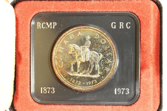 1973 CANADA RCMP SILVER DOLLAR TONED PROOF