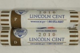 2 ROLLS OF 2010-P & D LINCOLN SHIELD CENTS UNC