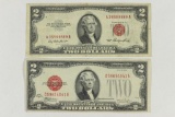 1928-F & 1953 $2 US NOTES RED SEALS