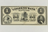 1800'S CITIZENS BANK OF LOUISIANA $1 OBSOLETE BANK