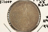 1937-A GERMAN SILVER 5 MARKS WITH SWASTIKA