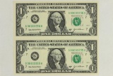 2-2003-A $1 FRN'S LOW CONSECUTIVE SERIAL 'S UNC